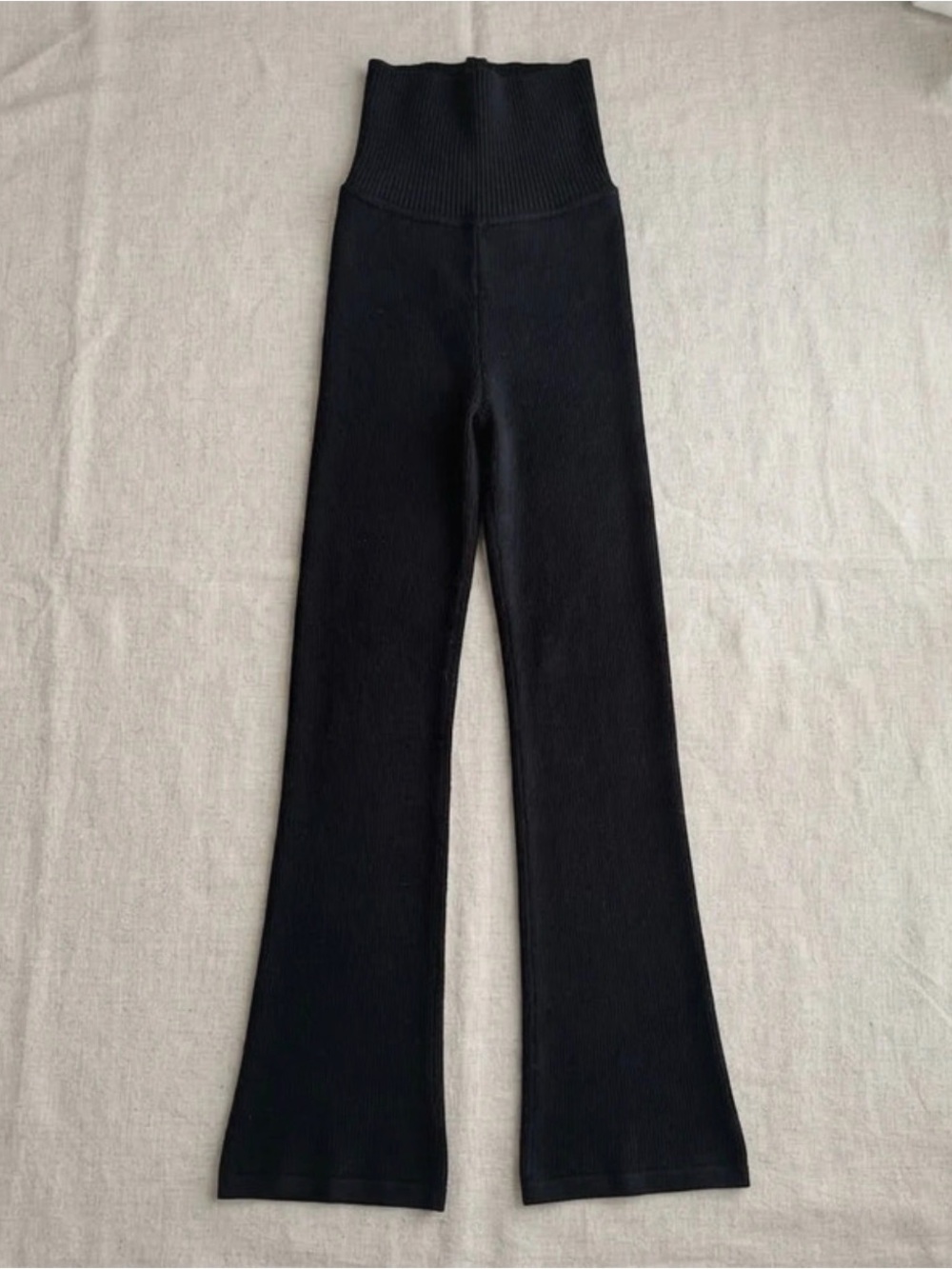 Aeropostale Black Ribbed High-Waist Flare Pants